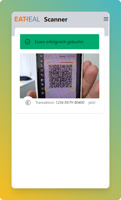 Screenshot der Partnerlokal-App nachdem sie ein Foto eines QR-Codes gemacht hat